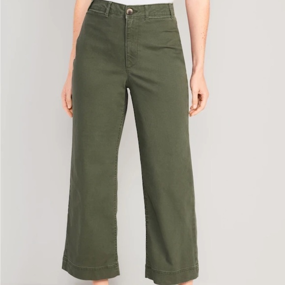Forever 21 Green Capri Wide Leg High Waisted Pants - Picture 2 of 14